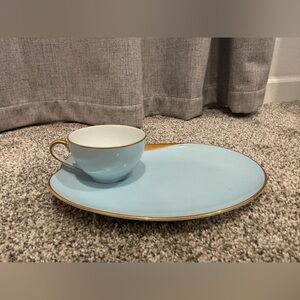 Vintage Noritaki Pastel Blue Snack Plate and Cup